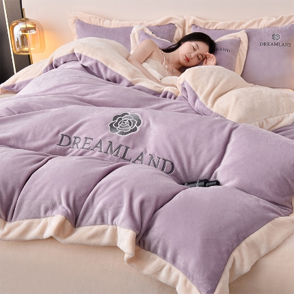 91家纺网 家纺一手货源 找家纺 （总）云恋家纺 2025新款加厚刺绣牛奶绒四件套--梦想款