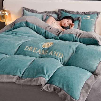 （总）云恋家纺 2025新款加厚刺绣牛奶绒四件套--梦想款