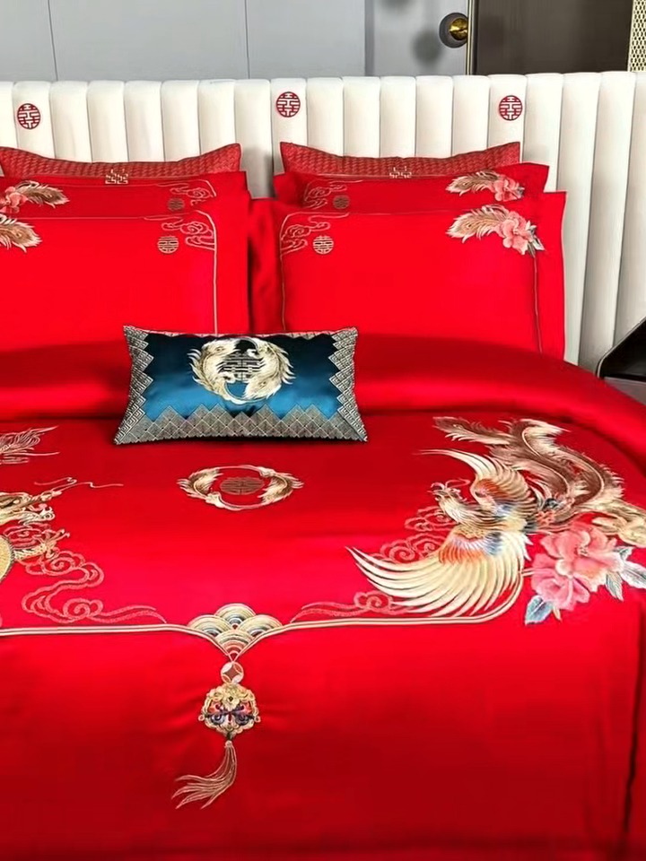 91家纺网 家纺一手货源 找家纺 梦丝语家纺婚庆四件套五件套六件套八件套九件套百支长绒棉床裙款原版