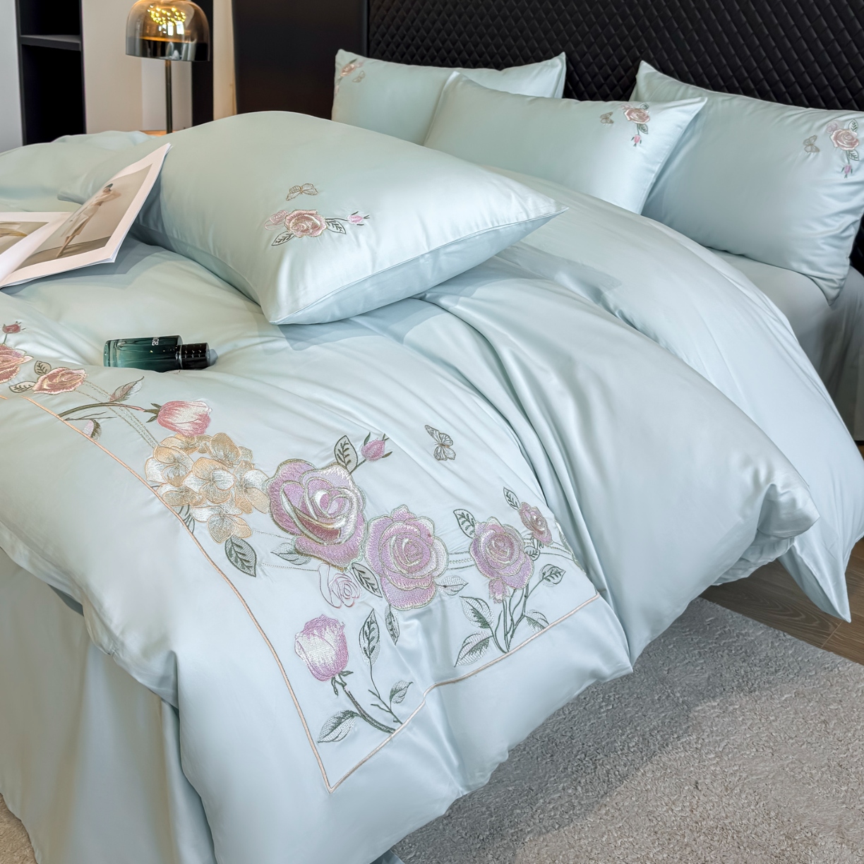 91家纺网 家纺一手货源 找家纺 （总）2025新款全棉纯棉长绒棉刺绣绣花四件套-庄园