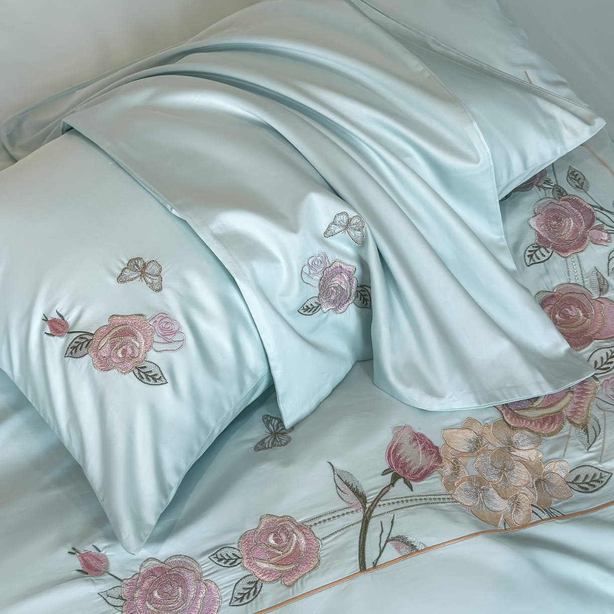 91家纺网 家纺一手货源 找家纺 （总）2025新款全棉纯棉长绒棉刺绣绣花四件套-庄园