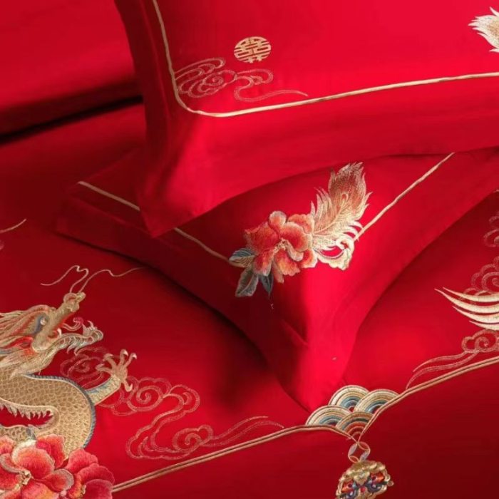 91家纺网 家纺一手货源 找家纺 梦丝语家纺婚庆四件套五件套六件套八件套九件套百支长绒棉床裙款原版