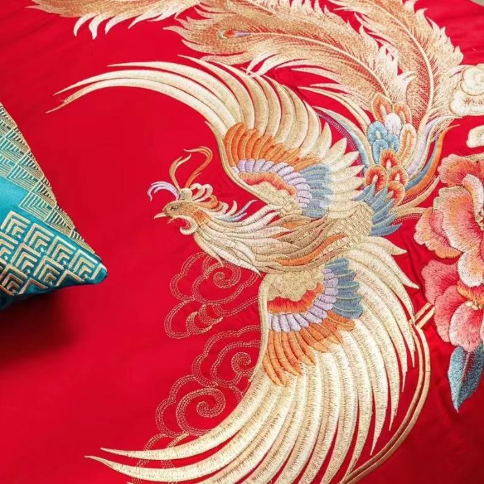 91家纺网 家纺一手货源 找家纺 梦丝语家纺婚庆四件套五件套六件套八件套九件套百支长绒棉床裙款原版