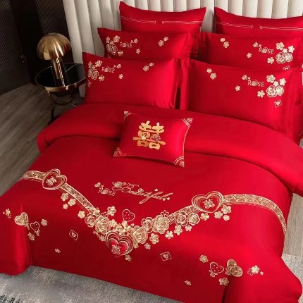 梦丝语家纺婚庆四件套五件套六件套八件套九件套百支长绒棉床裙款原版