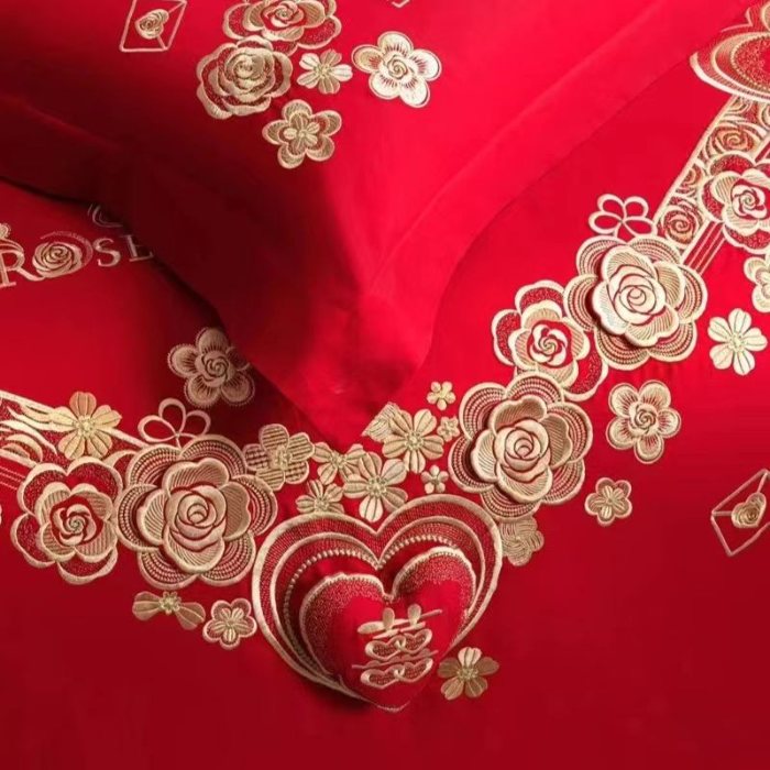 91家纺网 家纺一手货源 找家纺 梦丝语家纺婚庆四件套五件套六件套八件套九件套百支长绒棉床裙款原版