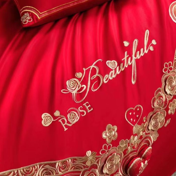 91家纺网 家纺一手货源 找家纺 梦丝语家纺婚庆四件套五件套六件套八件套九件套百支长绒棉床裙款原版