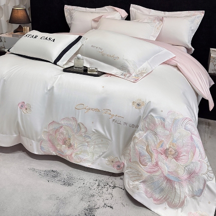 91家纺网 家纺一手货源 找家纺 （总）星蕴家纺 2025新款正宗100支澳棉长绒棉贡缎四件套-晨曦