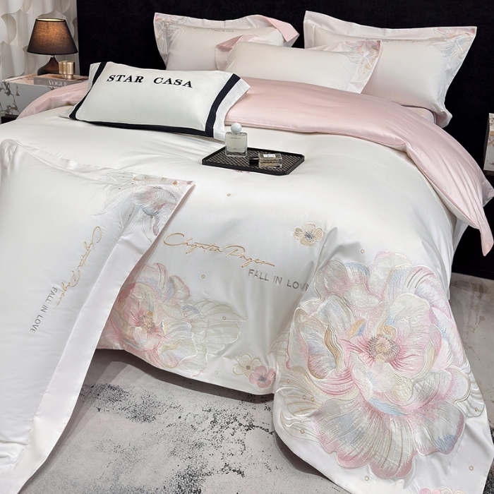 91家纺网 家纺一手货源 找家纺 （总）星蕴家纺 2025新款正宗100支澳棉长绒棉贡缎四件套-晨曦