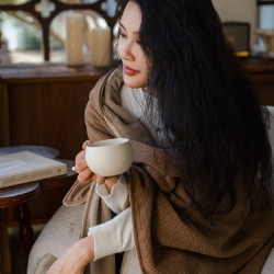 91家纺网 家纺一手货源 找家纺 （总）喜相逢家纺 保暖发热披肩 多功能多场景适用毯,卡其色,咖色