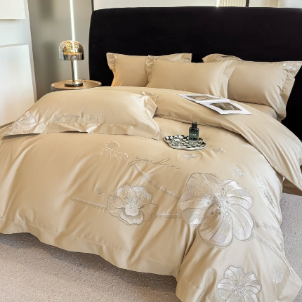 91家纺网 家纺一手货源 找家纺 （总）2025新款A类长绒棉新疆全棉纯棉刺绣宽边四件套-花千骨