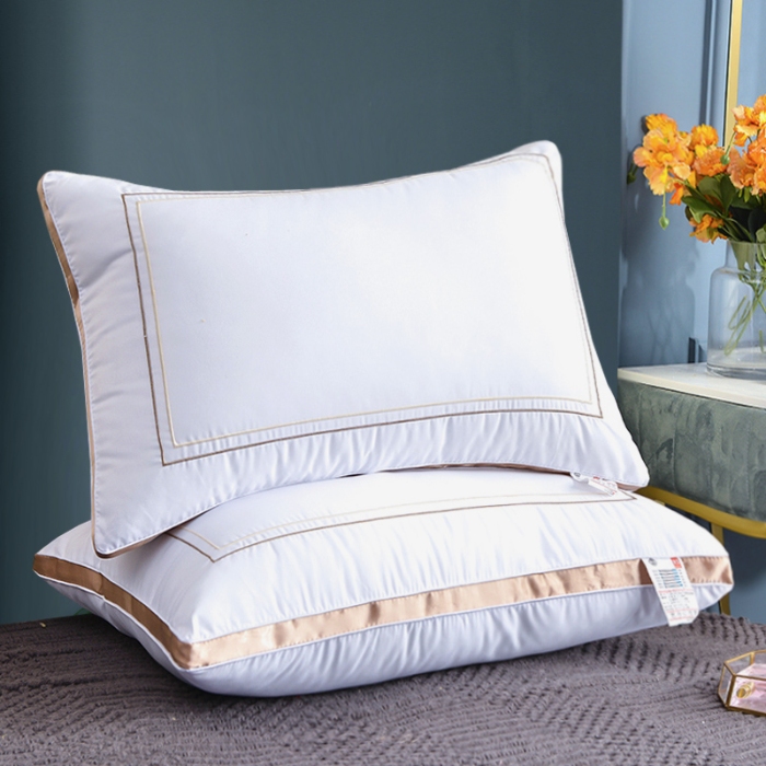91家纺网 家纺一手货源 找家纺 兴丝露枕芯 刺绣贴边羽丝枕 酒店枕头 纤维枕