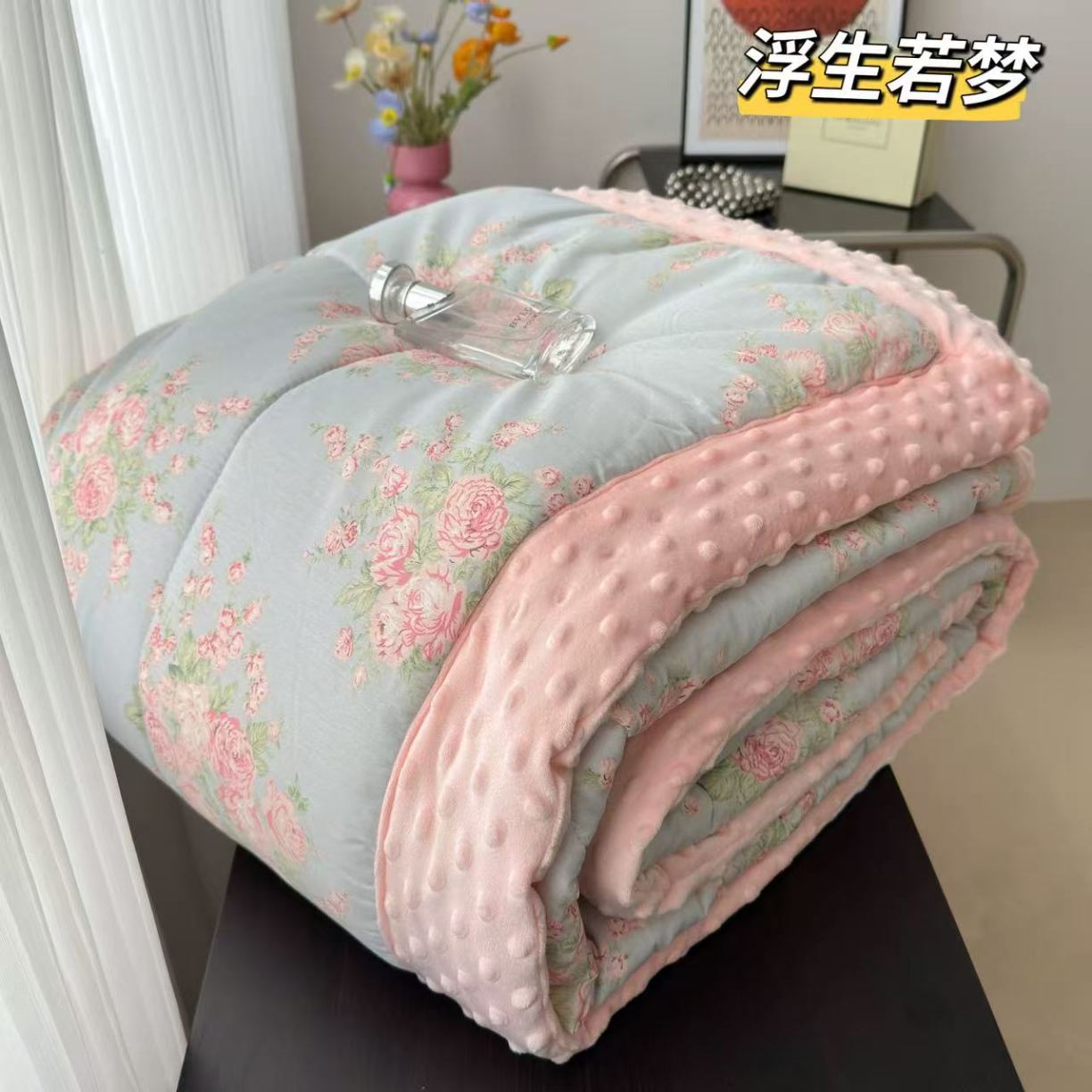 91家纺网 家纺一手货源 找家纺 纯棉单人豆豆被1.5×2米（4斤左右）单人被大豆被子冬被