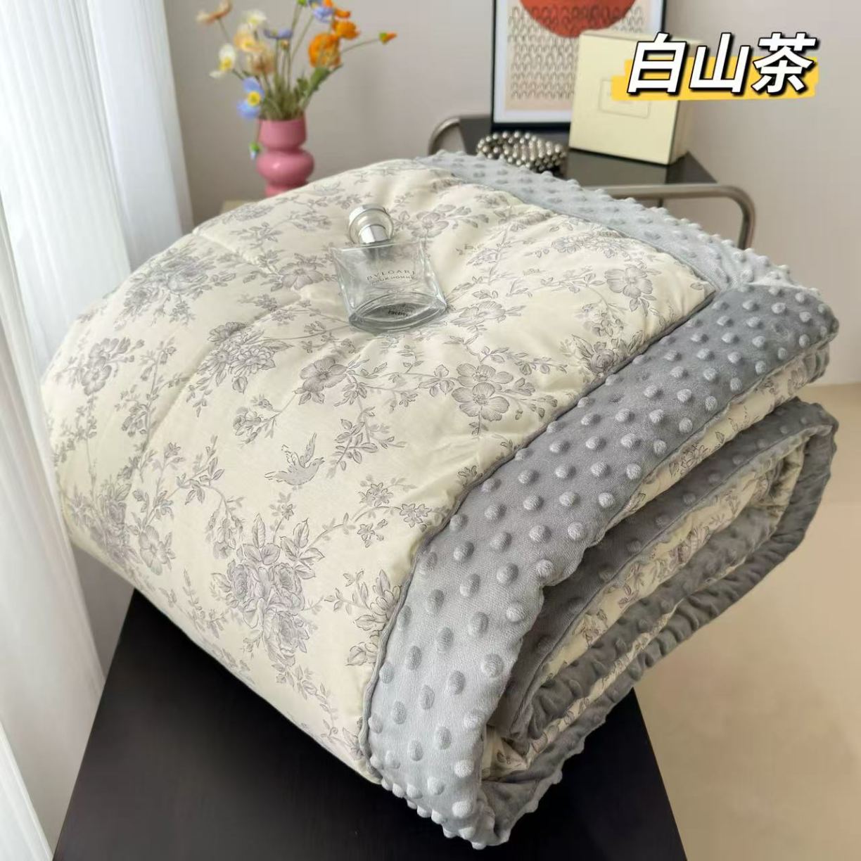 91家纺网 家纺一手货源 找家纺 纯棉单人豆豆被1.5×2米（4斤左右）单人被大豆被子冬被