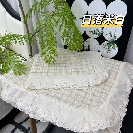 91家纺网 家纺一手货源 找家纺 （总）A类纯棉色织水洗棉床盖240*260CM全棉条纹三件套花边格子四季通用