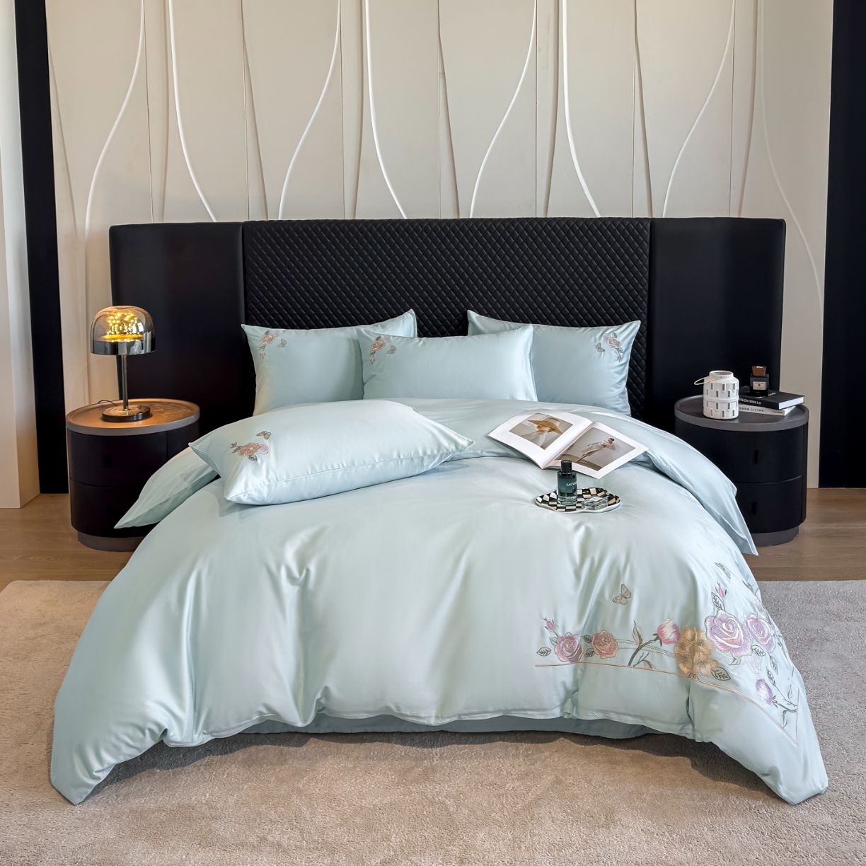 91家纺网 家纺一手货源 找家纺 （总）2025新款全棉纯棉长绒棉刺绣绣花四件套-庄园