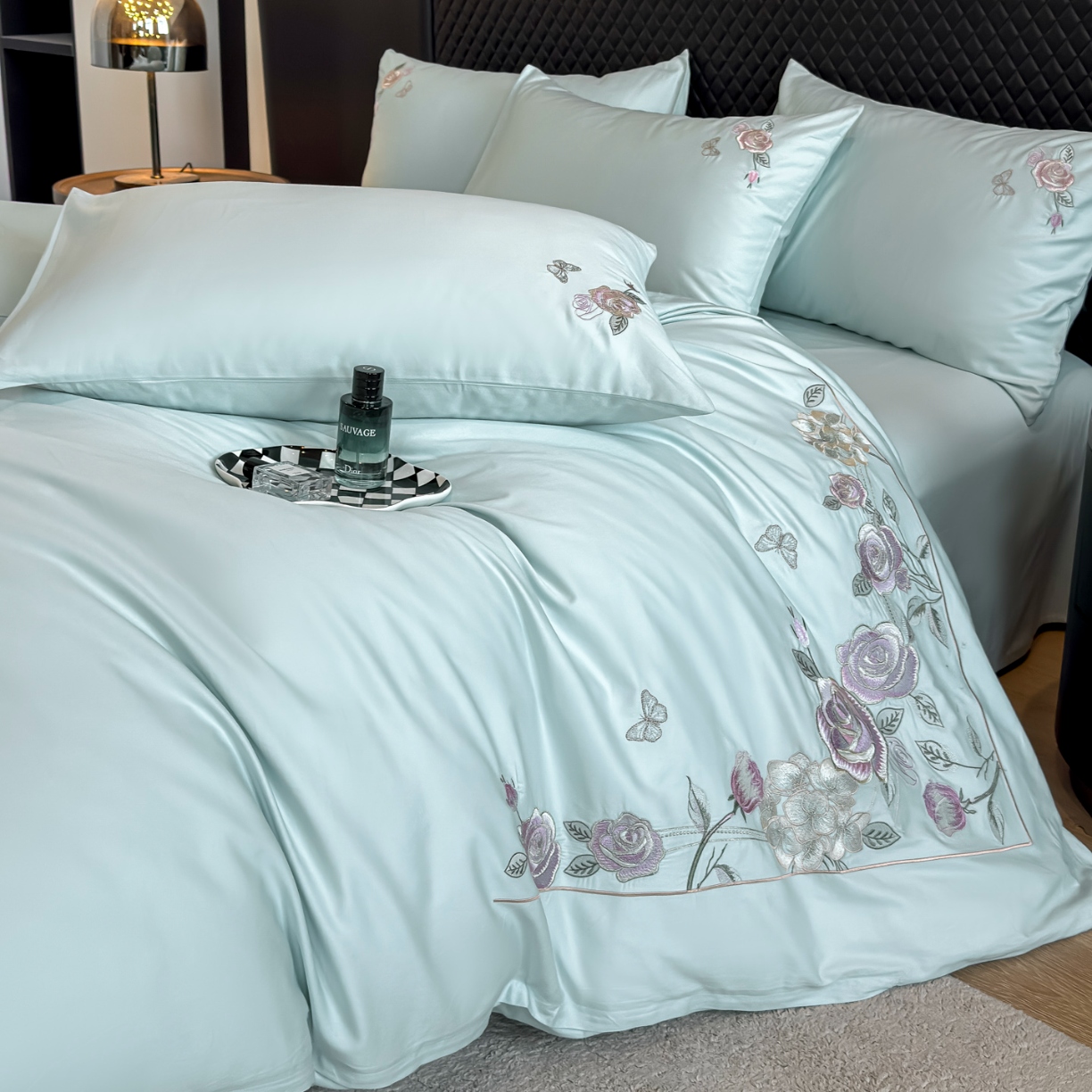 91家纺网 家纺一手货源 找家纺 （总）2025新款全棉纯棉长绒棉刺绣绣花四件套-庄园