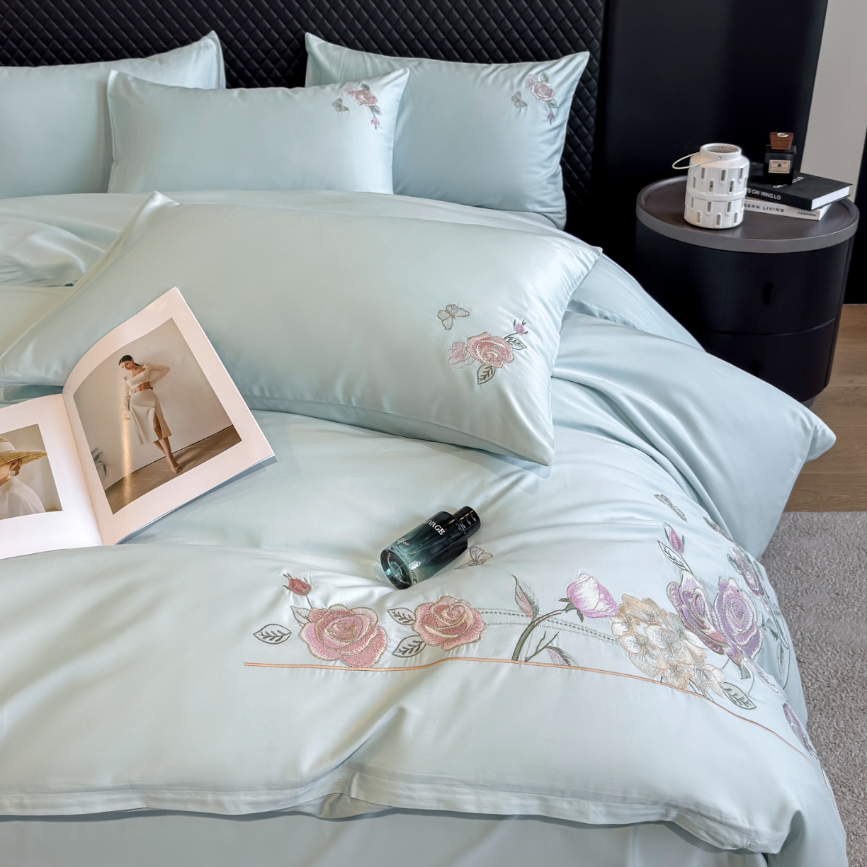 91家纺网 家纺一手货源 找家纺 （总）2025新款全棉纯棉长绒棉刺绣绣花四件套-庄园