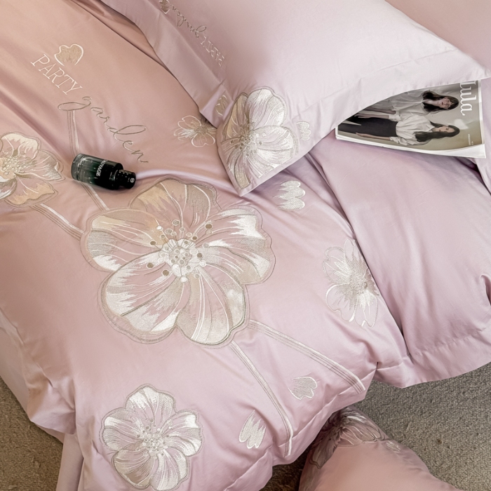 91家纺网 家纺一手货源 找家纺 （总）2025新款A类长绒棉新疆全棉纯棉刺绣宽边四件套-花千骨