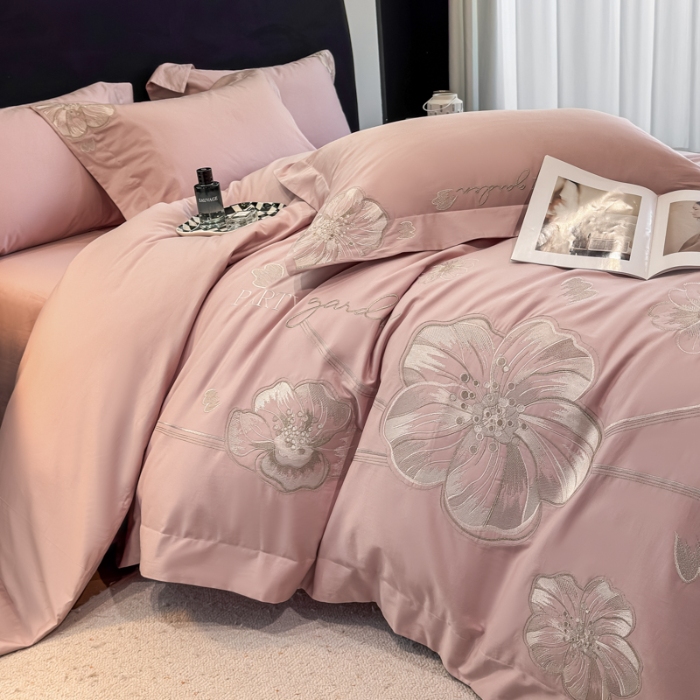 91家纺网 家纺一手货源 找家纺 （总）2025新款A类长绒棉新疆全棉纯棉刺绣宽边四件套-花千骨