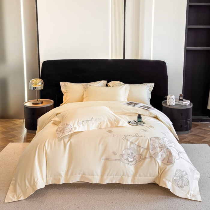 91家纺网 家纺一手货源 找家纺 （总）2025新款A类长绒棉新疆全棉纯棉刺绣宽边四件套-花千骨