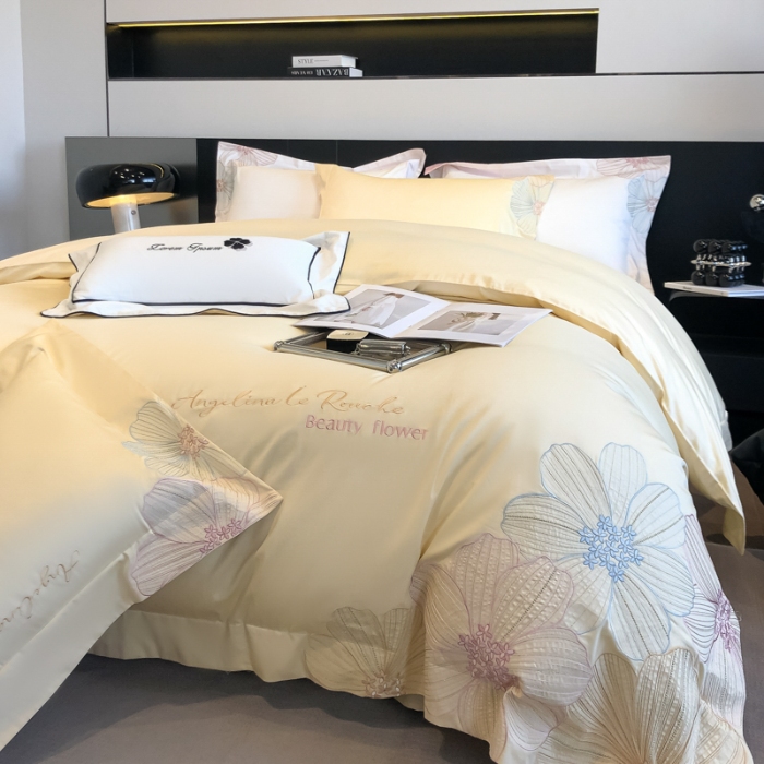 91家纺网 家纺一手货源 找家纺 （总）2025新款新款全棉刺绣四件套-绚丽【高档礼盒包装】