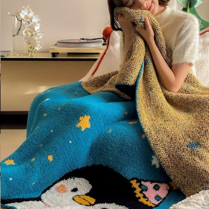 91家纺网 家纺一手货源 找家纺 （总）明治西川半边绒毛毯 休闲毯子沙发盖毯 午休小毯子车载小毛毯ins小红书风格