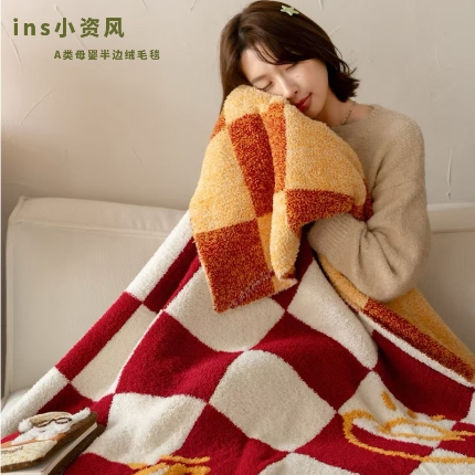 91家纺网 家纺一手货源 找家纺 （总）明治西川半边绒毛毯 休闲毯子沙发盖毯 午休小毯子车载小毛毯ins小红书风格