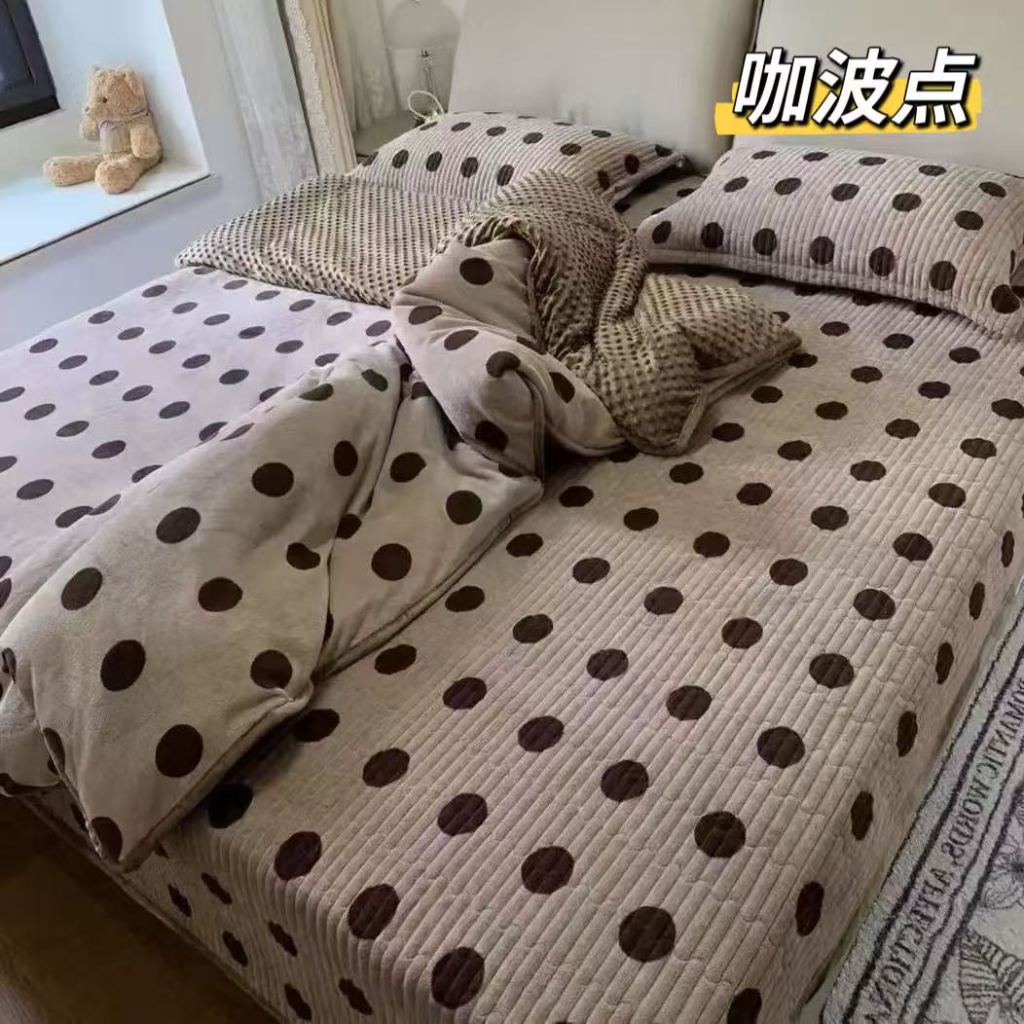 91家纺网 家纺一手货源 找家纺 牛奶绒床盖2×2.3米 单件夹棉加绒床盖双人床宝宝绒床盖秋冬床单