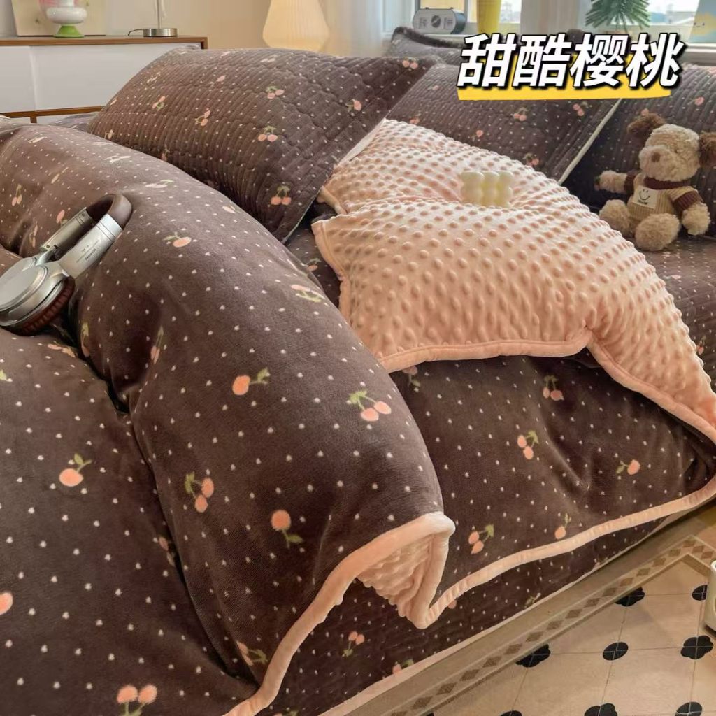 91家纺网 家纺一手货源 找家纺 牛奶绒床盖2×2.3米 单件夹棉加绒床盖双人床宝宝绒床盖秋冬床单