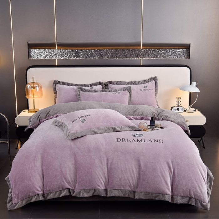 91家纺网 家纺一手货源 找家纺 （总）云恋家纺 2025新款加厚刺绣牛奶绒四件套--梦想款