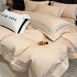 91家纺网 家纺一手货源 找家纺 （总）星蕴家纺 2025新款100s贡缎长绒棉四件套-路易,路易-香槟金,路易-高级灰,路易-皓月白,路易-秋波蓝,路易-豆沙粉