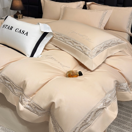 91家纺网 家纺一手货源 找家纺 （总）2025新款A类长绒棉贡缎全棉纯棉刺绣四件套 栖悦