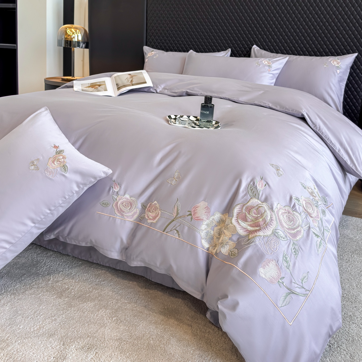 91家纺网 家纺一手货源 找家纺 （总）2025新款全棉纯棉长绒棉刺绣绣花四件套-庄园