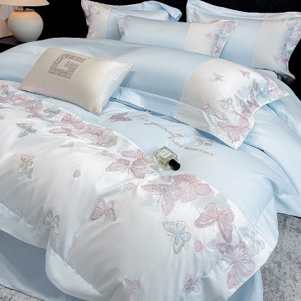 91家纺网 家纺一手货源 找家纺 （总）星蕴家纺 2026新款贡缎长绒棉四件套-悦蝶