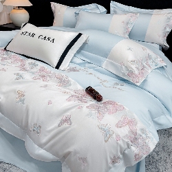 91家纺网 家纺一手货源 找家纺 （总）星蕴家纺 2026新款贡缎长绒棉四件套-悦蝶,悦蝶-天空蓝,悦蝶-浪漫粉,悦蝶-优雅紫,悦蝶-奶油黄,悦蝶-清新绿