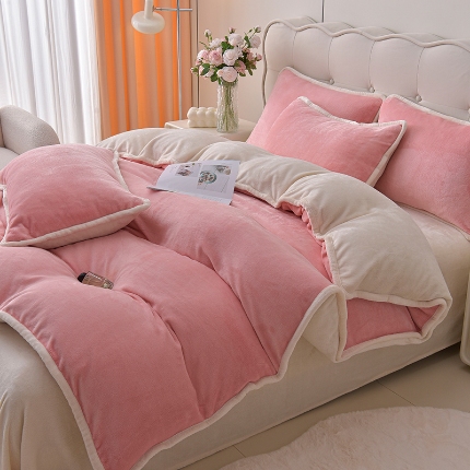 91家纺网 家纺一手货源 找家纺 （总）云恋家纺 加厚牛奶绒四件套简约双面加绒被套罩床单双人家用冬季法兰绒--简约款