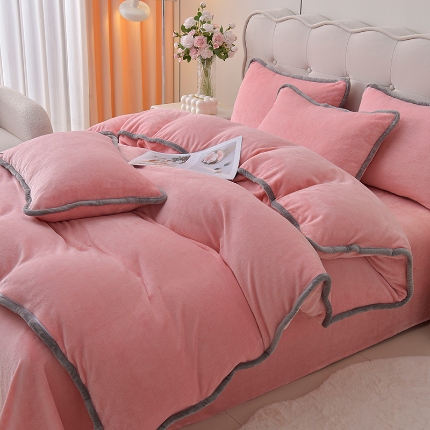 91家纺网 家纺一手货源 找家纺 （总）云恋家纺 加厚牛奶绒四件套简约双面加绒被套罩床单双人家用冬季法兰绒--简约款