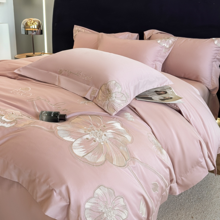 91家纺网 家纺一手货源 找家纺 （总）2025新款A类长绒棉新疆全棉纯棉刺绣宽边四件套-花千骨