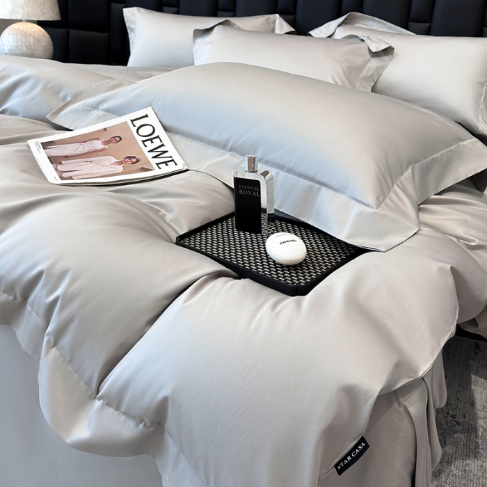 91家纺网 家纺一手货源 找家纺 （总）星蕴家纺 2025新款A类100s贡缎纯色长绒棉纯棉全棉四件套-多伦多