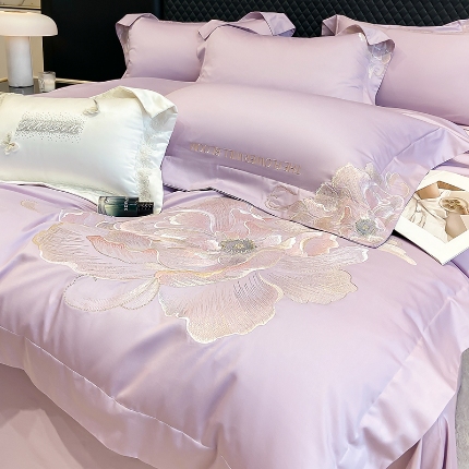 91家纺网 家纺一手货源 找家纺 （总）星蕴家纺 2025新款100支澳棉纯棉正宗长绒棉刺绣四件套-绽放