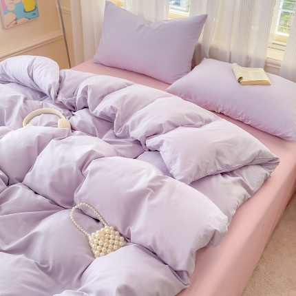 91家纺网 家纺一手货源 找家纺 （总）2026高端轻奢简约100%新疆100支长绒棉纯色双拼全棉纯棉磨毛四件套素色学生宿舍全棉纯棉单被套床单床笠单品