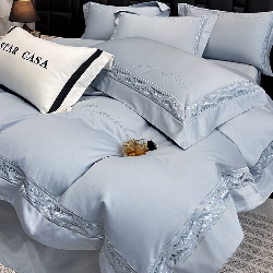 91家纺网 家纺一手货源 找家纺 （总）星蕴家纺 2025新款100s贡缎长绒棉四件套-路易,路易-秋波蓝,路易-豆沙粉,路易-高级灰,路易-香槟金,路易-皓月白