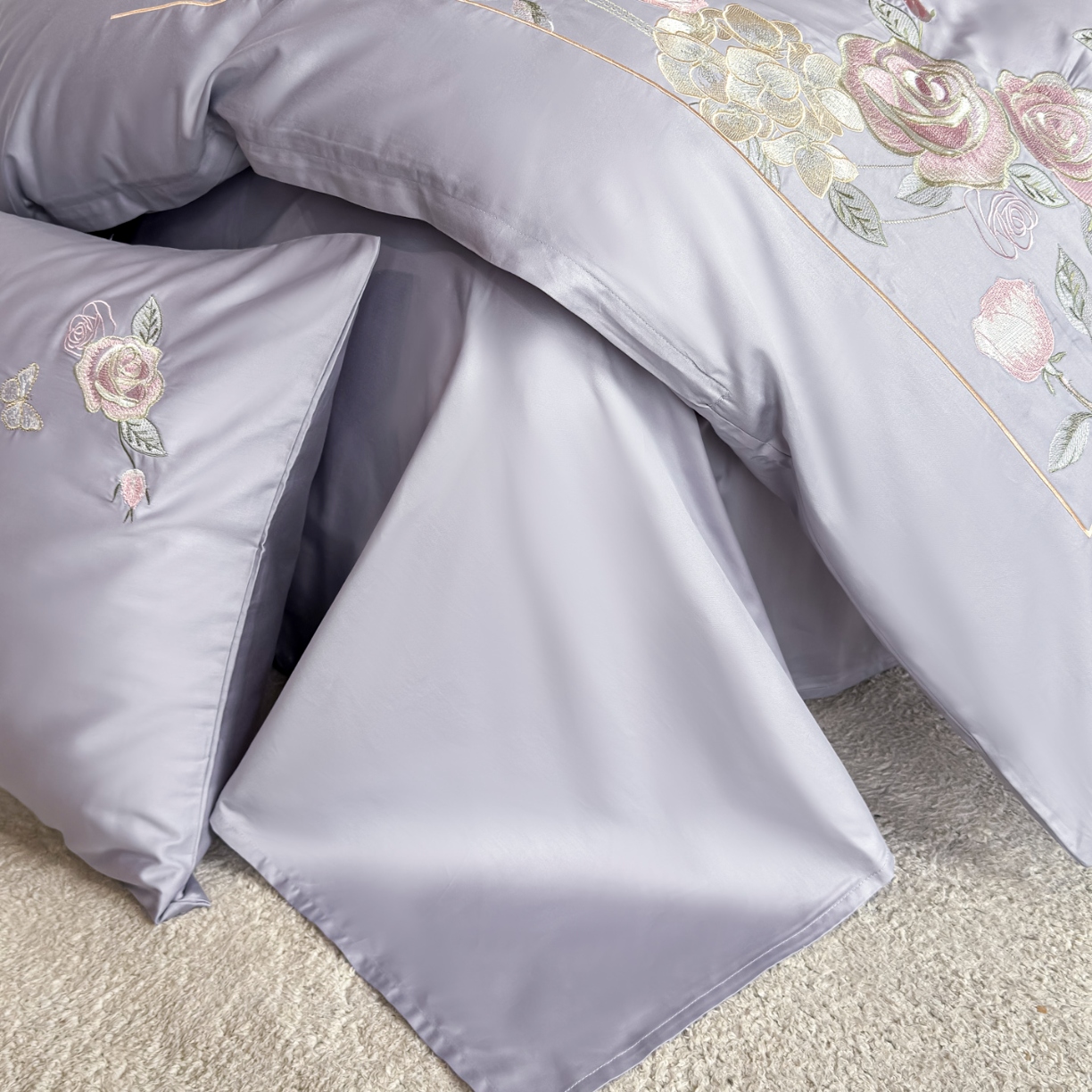 91家纺网 家纺一手货源 找家纺 （总）2026新款全棉纯棉长绒棉刺绣绣花四件套-庄园