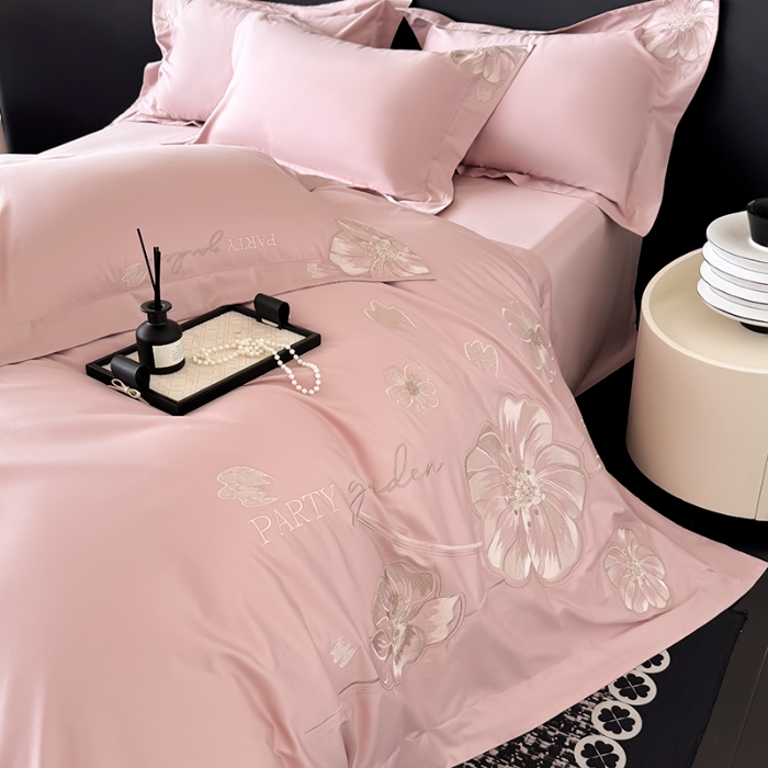 91家纺网 家纺一手货源 找家纺 （总）2026新款全棉长绒棉四件套刺绣高端轻奢床上用品-梦幻