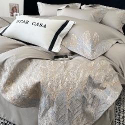 91家纺网 家纺一手货源 找家纺 （总）2025新款A类长绒棉贡缎全棉纯棉刺绣四件套 栖悦,栖悦 绅士灰,栖悦 香槟色,栖悦 象牙白