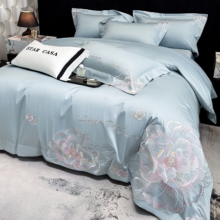 91家纺网 家纺一手货源 找家纺 （总）星蕴家纺 2025新款正宗100支澳棉长绒棉贡缎四件套-晨曦