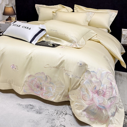 91家纺网 家纺一手货源 找家纺 （总）星蕴家纺 2025新款正宗100支澳棉长绒棉贡缎四件套-晨曦