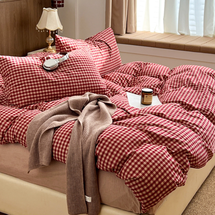 91家纺网 家纺一手货源 找家纺 坚果摄影  简约条格套件拍摄赏析