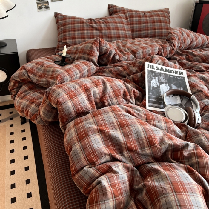 91家纺网 家纺一手货源 找家纺 坚果摄影  简约条格套件拍摄赏析