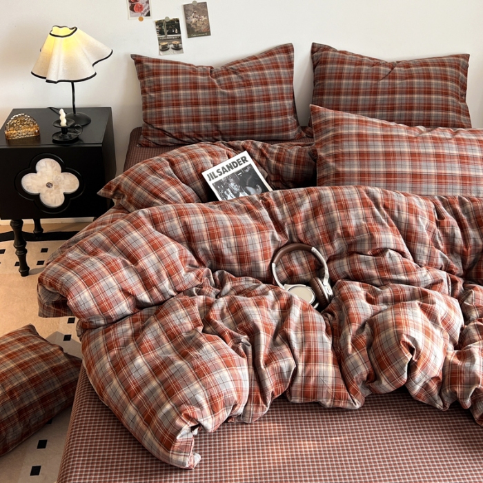 91家纺网 家纺一手货源 找家纺 坚果摄影  简约条格套件拍摄赏析